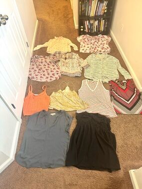 Lot Of 11 Tops Blouses Spring Summer Madewell Calvin Klein Ann Taylor Tops L